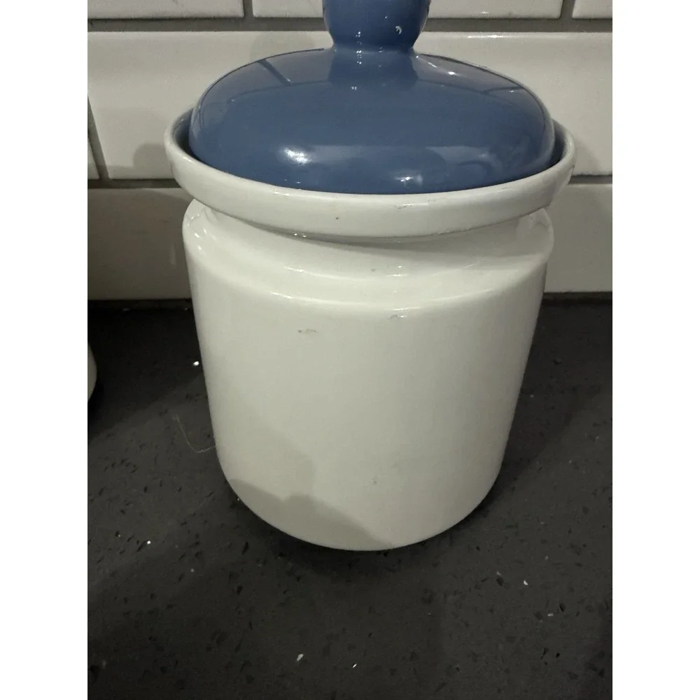 Vintage Jay Imports Corelle Prinston Kitchen Canister White Blue Floral SET Of 3
